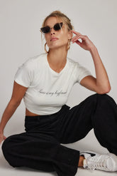 Paris Is My Boyfriend White Crop Tee